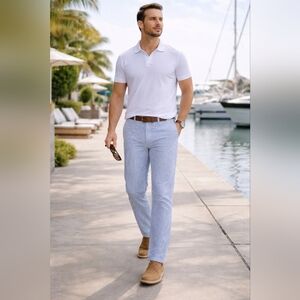 Polo Ralph Lauren Men’s Seersucker Pants Blue White Stripe 42x30 Like New